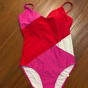 Sunmersalt marina red and pink one piece suit